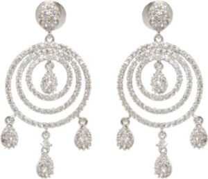 H E Creations West Bay White Gold Cubic Zirconia Brass Drop Earring