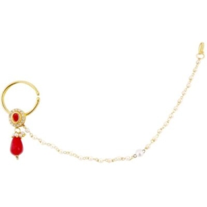Radhesh Creation Crystal Yellow Gold Plated Brass Nathiya