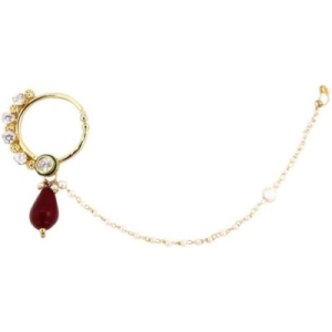 Radhesh Creation Crystal Yellow Gold Plated Brass Nathiya