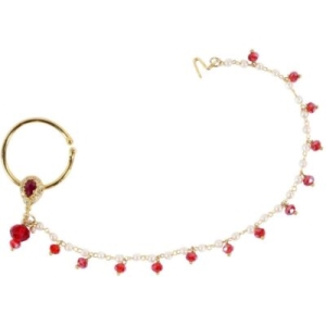Radhesh Creation Crystal Yellow Gold Plated Brass Nathiya