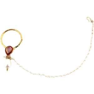 Radhesh Creation Crystal Yellow Gold Plated Brass Nathiya