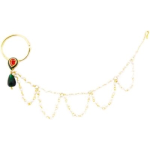 Radhesh Creation Crystal Yellow Gold Plated Brass Nathiya