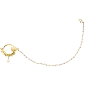 Radhesh Creation Crystal Yellow Gold Plated Brass Nathiya