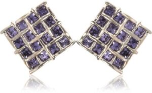Eclat 514278RTN Rhodium Swarovski Crystal Alloy ,  Brass Stud Earring