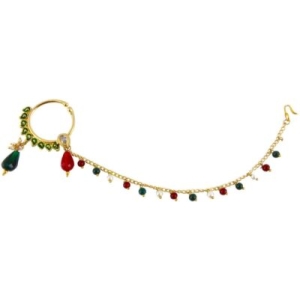 Radhesh Creation Crystal Yellow Gold Plated Brass Nathiya