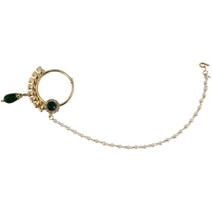 Radhesh Creation Crystal Yellow Gold Plated Brass Nathiya
