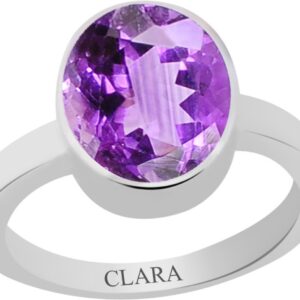 Clara Certified Katela 5.5 cts or 6.25 ratti Elegant Sterling Silver Amethyst Ring