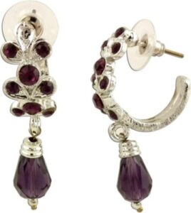 The Fine World Studded Onto Crescent Shaped Silver K Zircon Metal Drop Earring