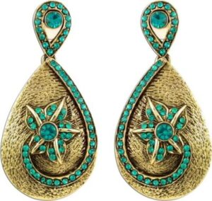 The Fine World Coloured Stone Letkan Brass Zircon Metal Drop Earring