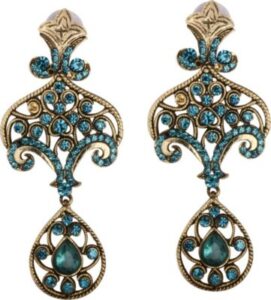 The Fine World Cutwork Studded Brass Zircon Metal Drop Earring