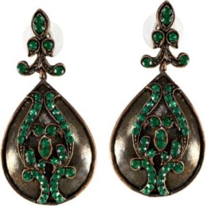 The Fine World Burnished Copper Brass Zircon Metal Drop Earring