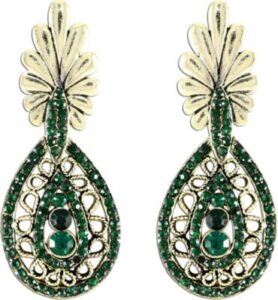 The Fine World Victorian Design Exclusive Brass K Zircon Metal Drop Earring