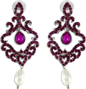 The Fine World Silver Base Silver Zircon Metal Drop Earring