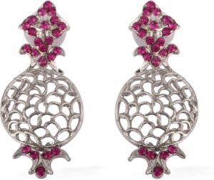 The Fine World Cutwork Embedded Silver Zircon Metal Drop Earring