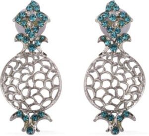 The Fine World Cutwork Embedded Silver Zircon Metal Drop Earring