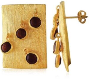 Velvetcase Smoky Quartz Textured Earrings Quartz Silver Stud Earring