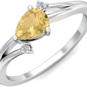 KuberBox Ravishing Ring White Gold Diamond ,  Topaz 14K White Gold 14 K Ring