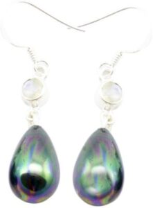 YugshaJewels Sparkling YJE-816 Pearl ,  Moonstone Sterling Silver Dangle Earring